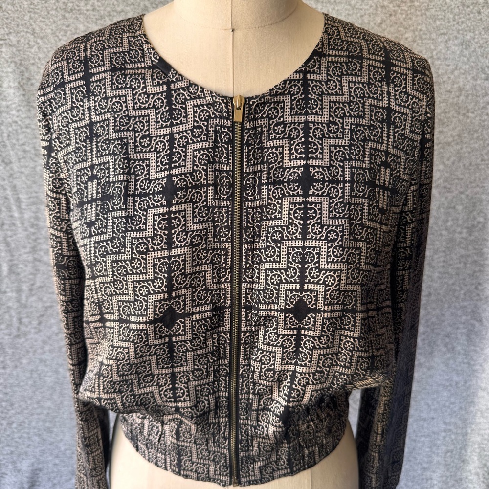 Club Monaco 100% Silk Bomber Jacket